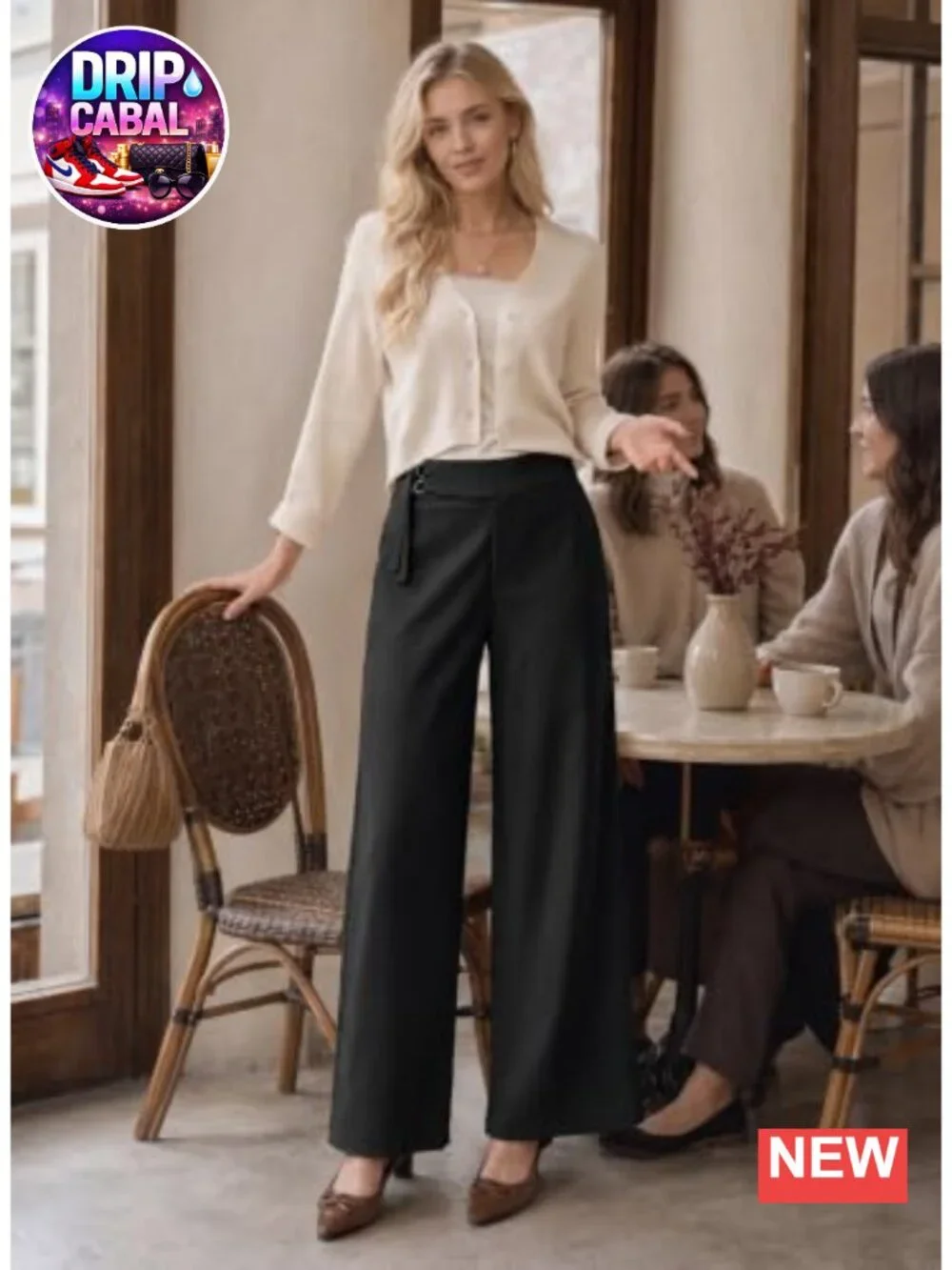 High Waisted Wide Leg Work Pants Women Business Casual Slacks w Pockets & Belt